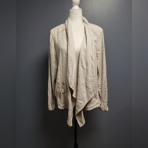 Anthropologie Shacket Lightweight Jacket Womens 1X Cream Moto Open Hang
